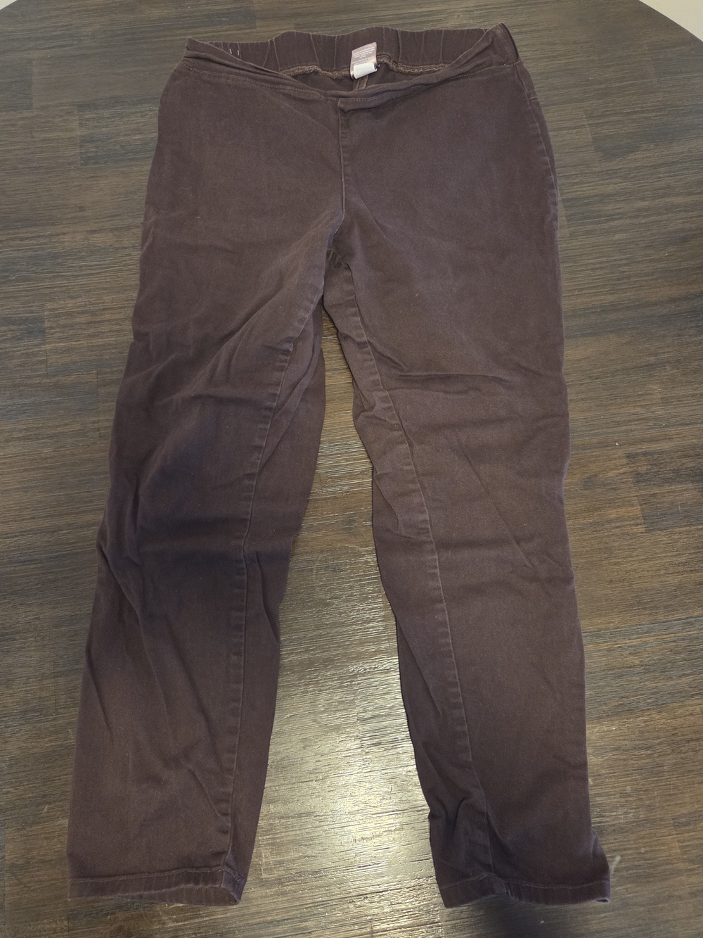 Chicos So Slimming Pull‎ On Pants Brown Elastic Waist Stretch Trousers Size 0